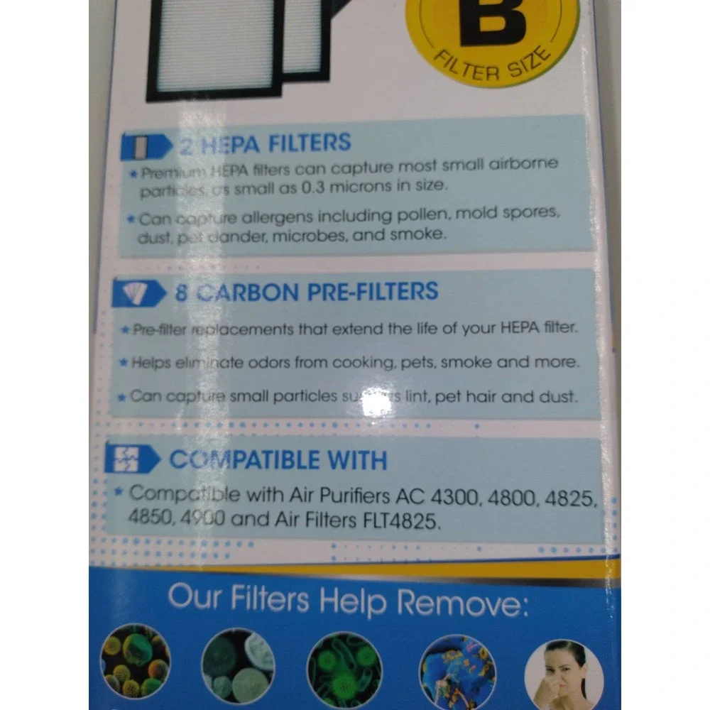 VEVA 2 Activated Carbon HEPA Filters with 8 Pre Filter for Air Purifiers